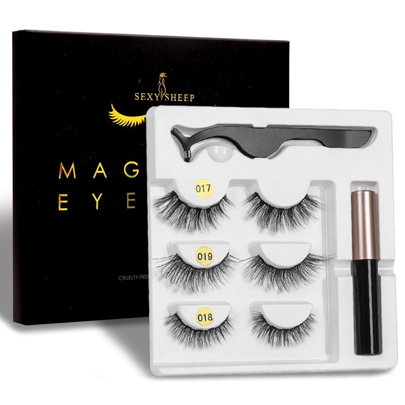 Magnetic Eyelashes Eyeliner Eyelash Curler Set5 Magnet Natural Long Magnetic False Eyelashes With Magnetic Eyeliner-0