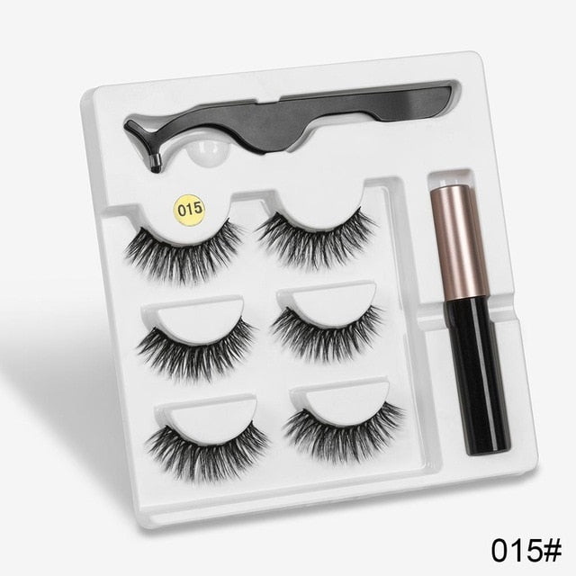 Magnetic Eyelashes Eyeliner Eyelash Curler Set5 Magnet Natural Long Magnetic False Eyelashes With Magnetic Eyeliner-3
