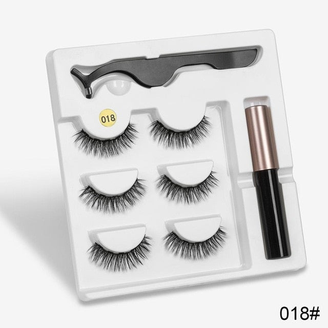 Magnetic Eyelashes Eyeliner Eyelash Curler Set5 Magnet Natural Long Magnetic False Eyelashes With Magnetic Eyeliner-4