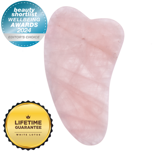 Rose Quartz Gua Sha Tool - Natural Chemical Free Crystal in a Signature Silk Lined Box-0
