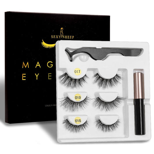 Magnetic Eyelashes Eyeliner Eyelash Curler Set5 Magnet Natural Long Magnetic False Eyelashes With Magnetic Eyeliner-0